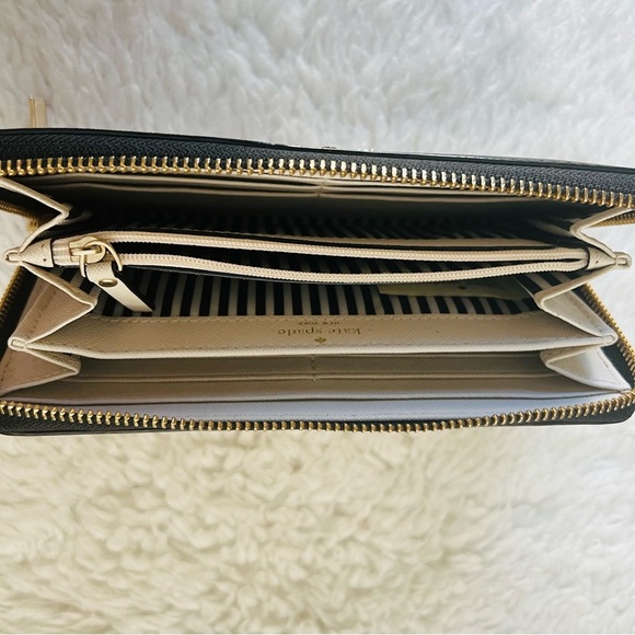 Kate Spade Stacie Color Block Beige/Black Zip Around Long Wallet - Picture 4 of 12